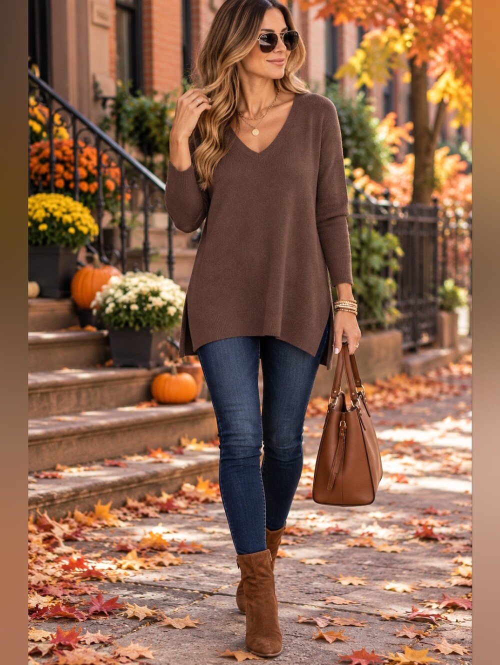 Eileen Fisher Chocolate Brown V-Neck Sweater